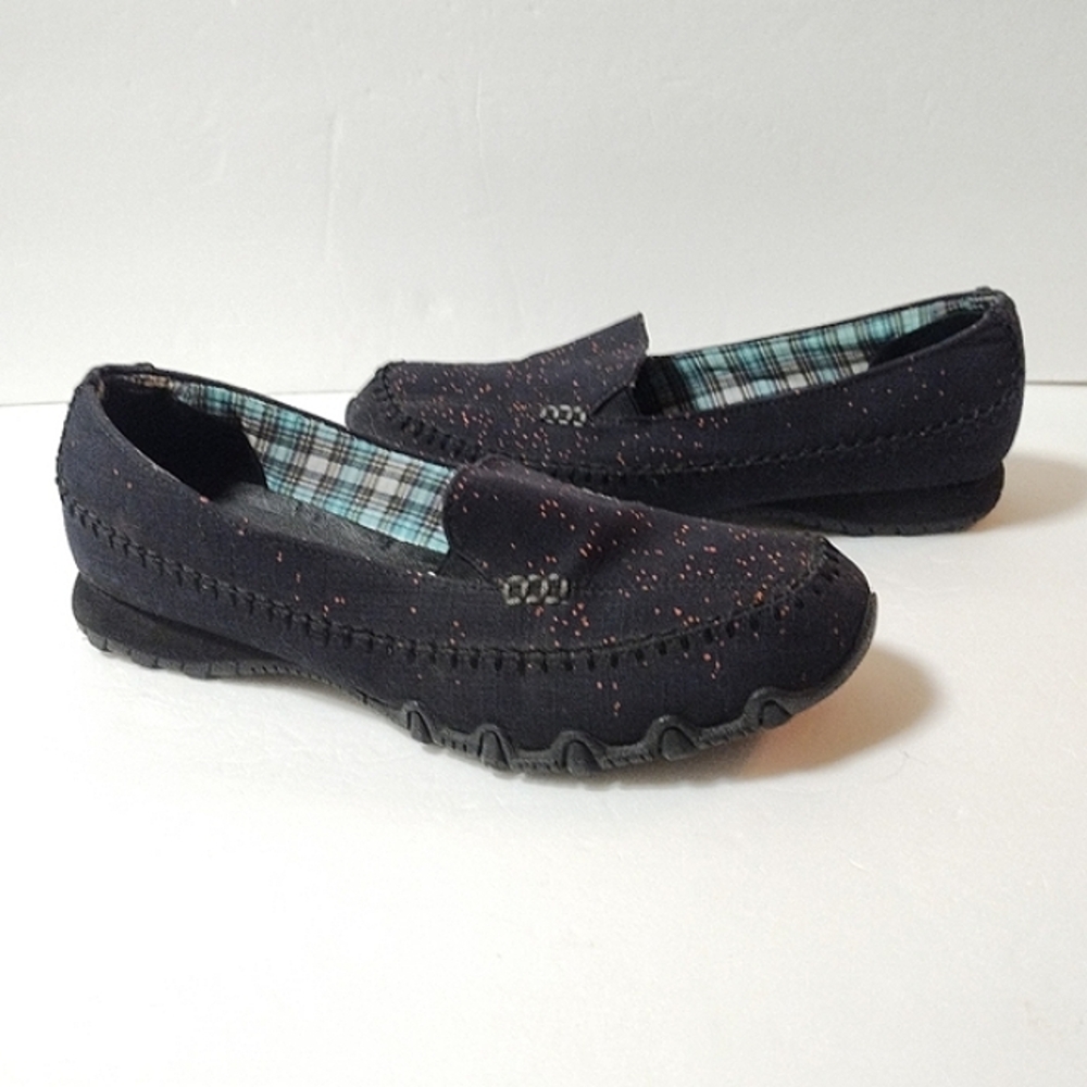 Womens Size 9 Skechers Bikers Cross Walk Shoes Slip On Black Canvas 48944 - Picture 3 of 10